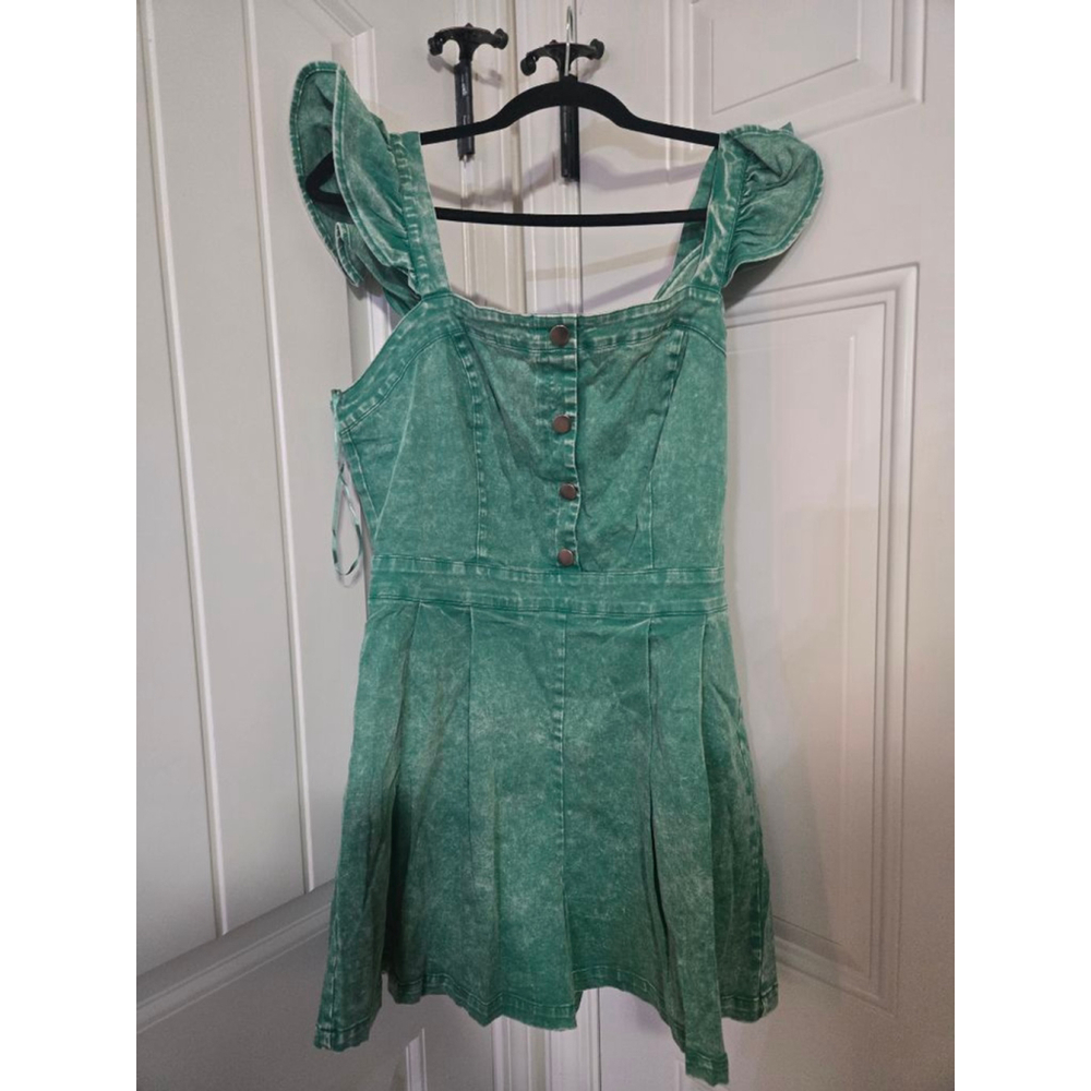 Women's Flying Tomato Green Denim Romper L